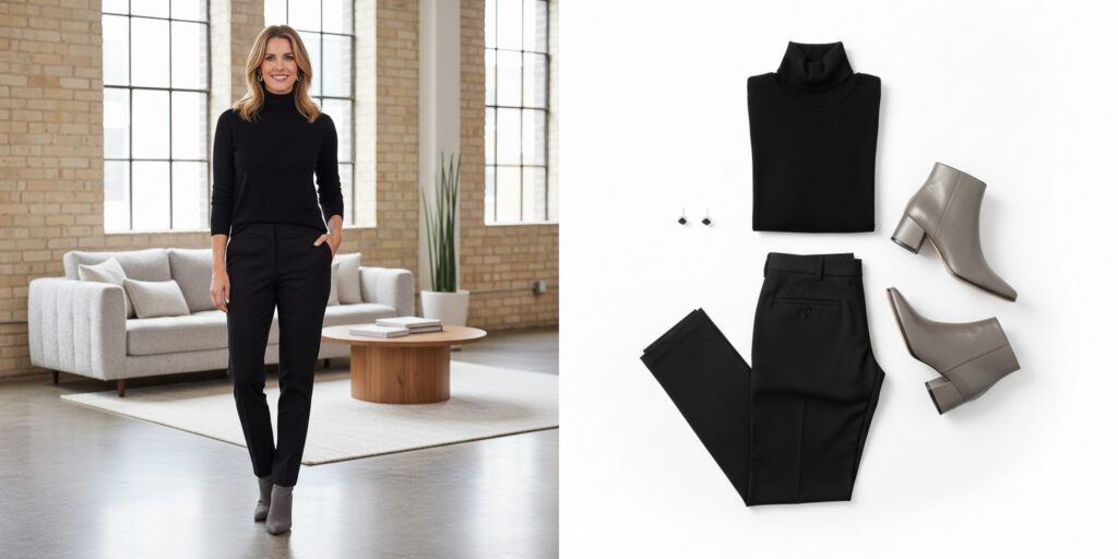 Klasyczna czerń z golfem