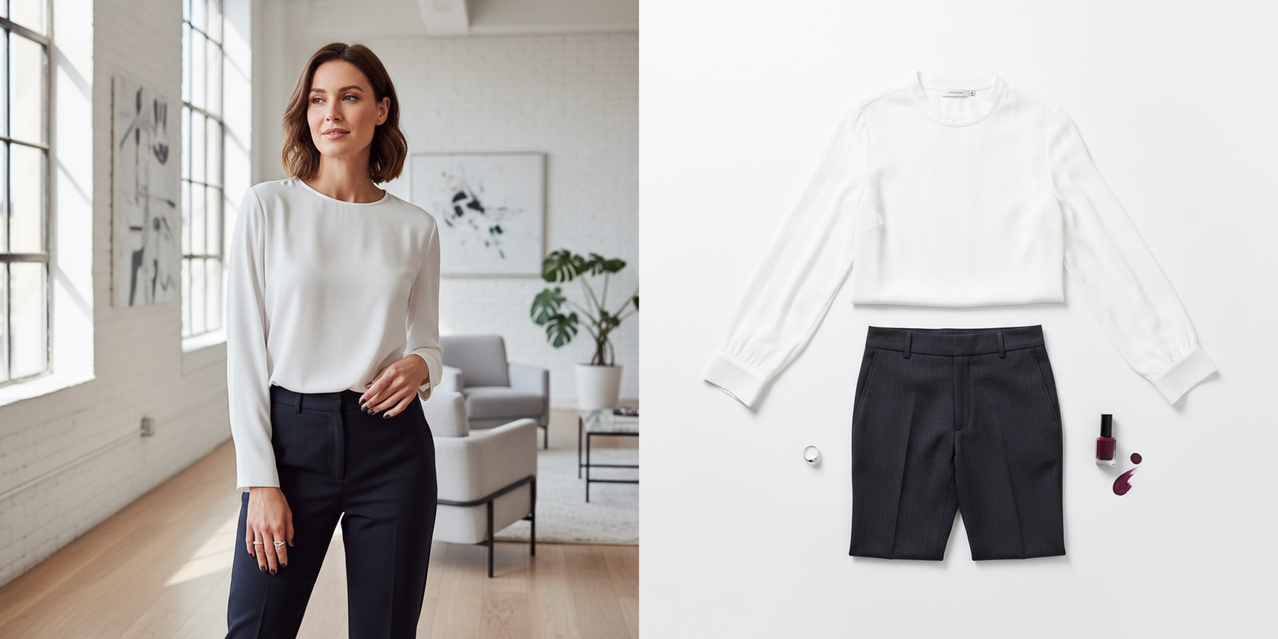 Biała bluzka + granat