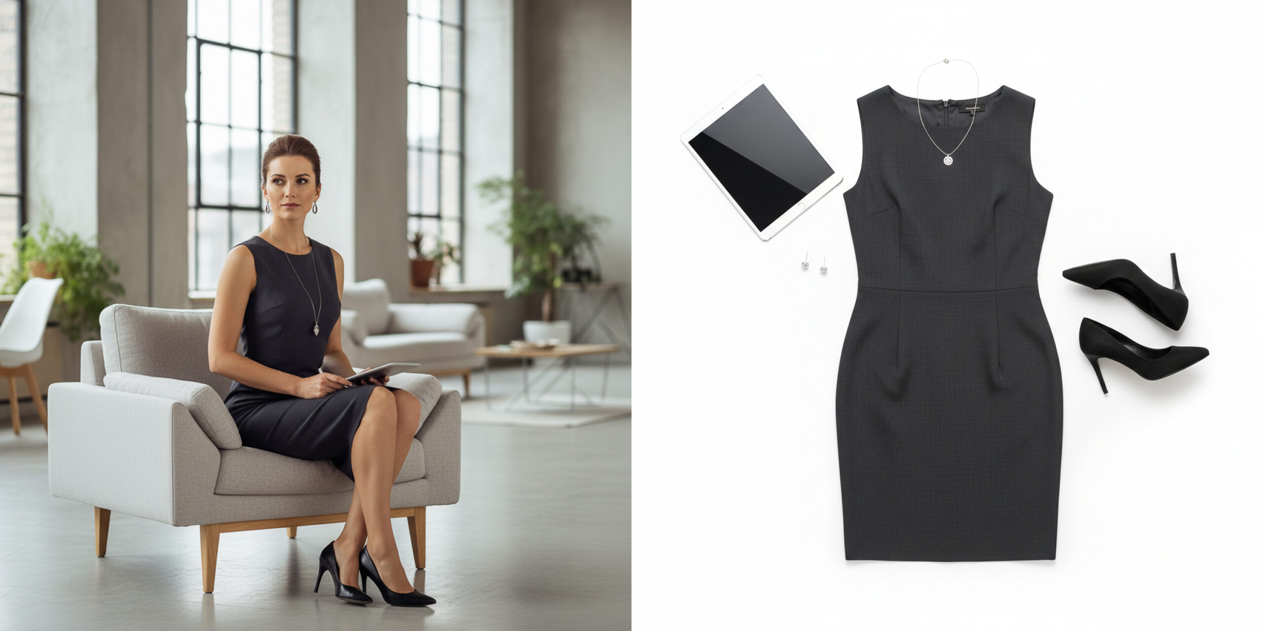 Ciemnoszara ołówkowa sukienka